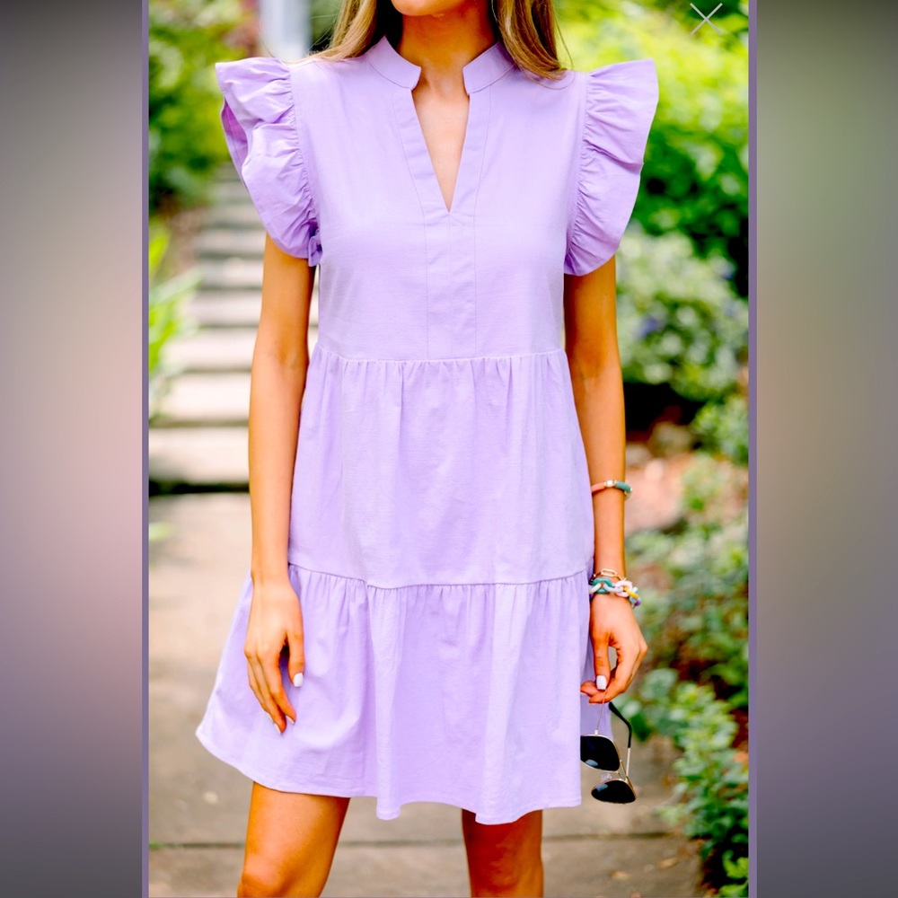 On The Move Lavender Purple Ruffled Babydoll Dress by Entro